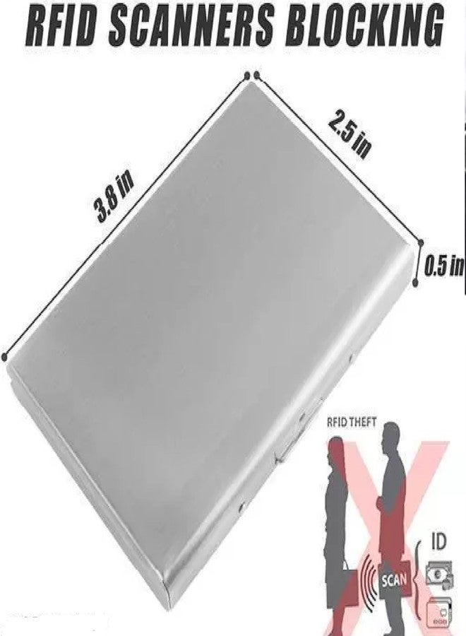 QUAKEL محفظة بطاقات ائتمان من الفولاذ المقاوم للصدأ فائق النحافة من كويكل، مزودة بتقنية حجب RFID، حافظة بطاقات عمل معدنية رفيعة للسفر والعمل، مناسبة للرجال والنساء، هدية رائعة للعائلة أو الأصدقاء (فضي) 6 فتحات - Image 3